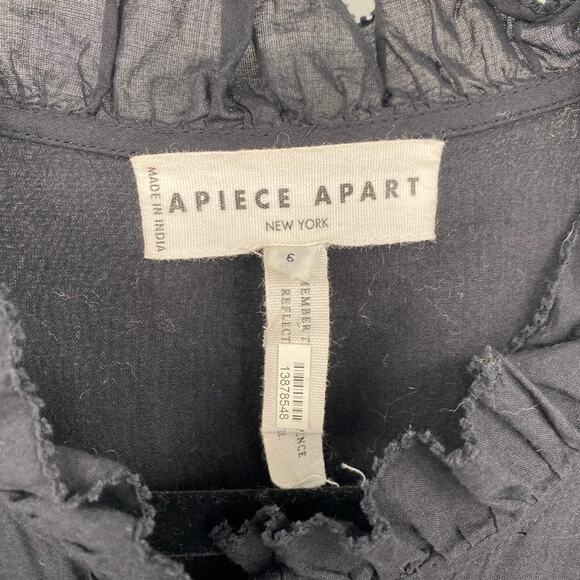 Apiece Apart Jumpsuit Limon Eyelet Ruffle Cotton Crop Sleeveless Black Womens 6 - Picture 9 of 11